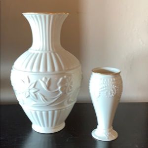 LENOX Cream Vases with Gold Trim